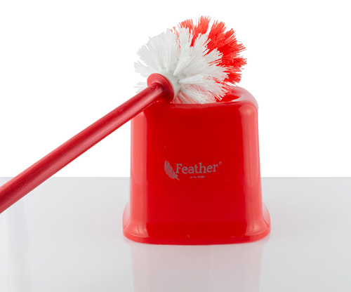 feather, red manel toilet brush