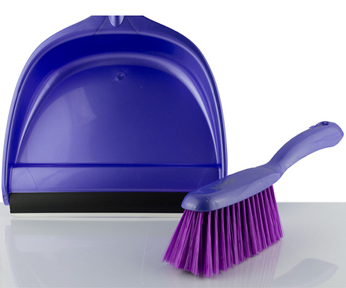 feather, purple orchid dustpan set
